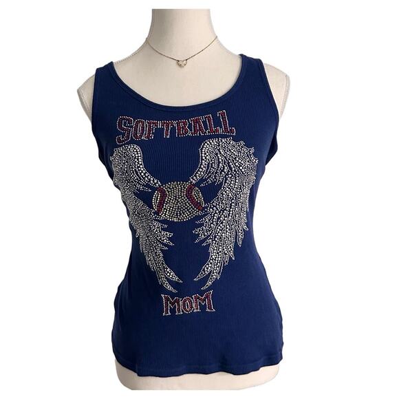 Other Tops - Softball Mom Size Large Mcbling Angel Wing Bedazzled Y2K Vintage 2000s Stretchy